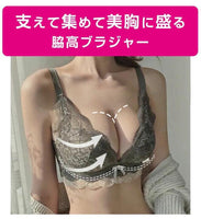 日本Akimania集中托高無鋼圈蕾絲美胸內衣一套