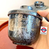 油滴天目刷毛目茶碗蒸帶蓋茶碗D