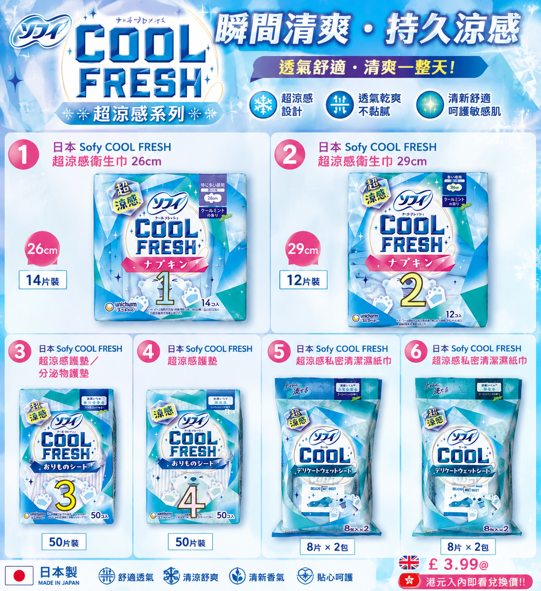 Japan Sofy COOL FRESH Cooling sanitary pads cleansing wipes Series – 伊家 ...